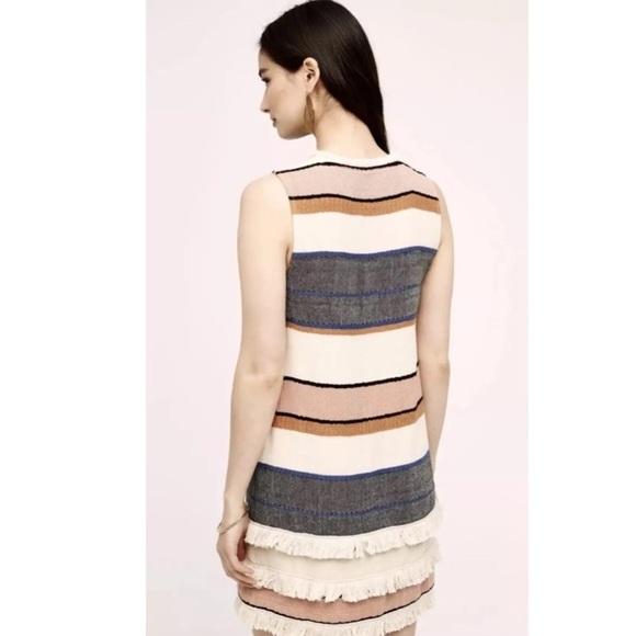 Anthropologie Holding Horses Fringed Striped Tunic Dress Sz 10 - Picture 3 of 16